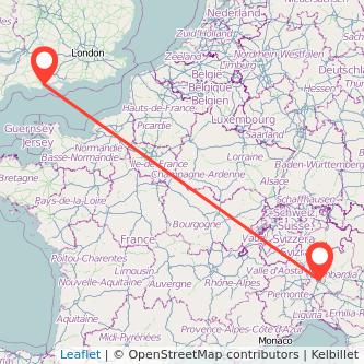 Bournemouth Milan flight map