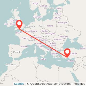 Bournemouth Antalya flight map