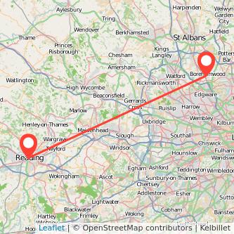 Borehamwood Reading train map