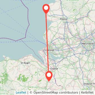 Blackpool Wrexham train map