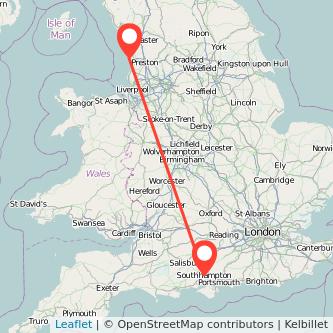 Blackpool Southampton train map