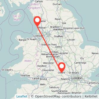 Blackpool Oxford train map