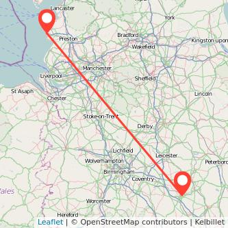 Blackpool Northampton train map