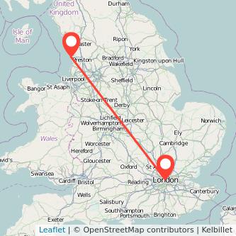 Blackpool London bus map