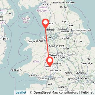 Blackpool Hereford train map