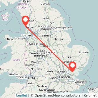 Blackpool Chelmsford train map