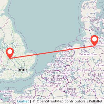 Birmingham Hamburg flight map