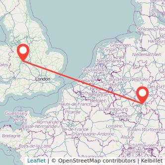 Birmingham Frankfurt flight map