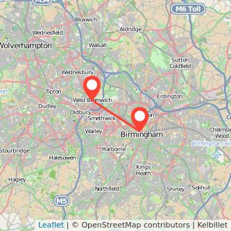 Birmingham West Bromwich bus map