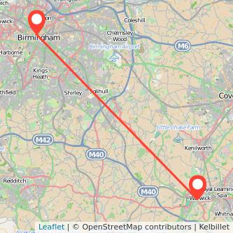 Birmingham Warwick bus map