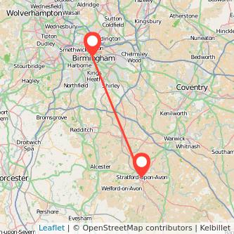 Birmingham Stratford-upon-Avon bus map