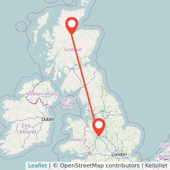 Birmingham Inverness train map