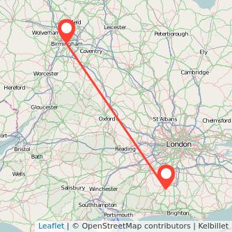 Birmingham Horsham train map