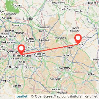 Birmingham Hinckley train map