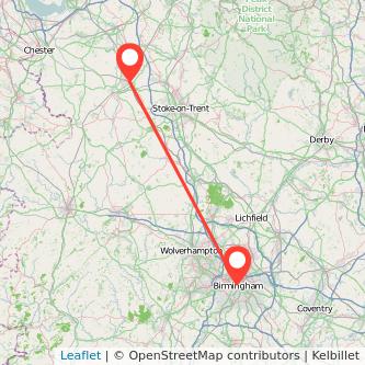 Birmingham Crewe train map