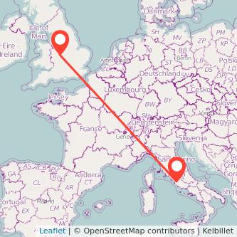 Birmingham Rome flight map