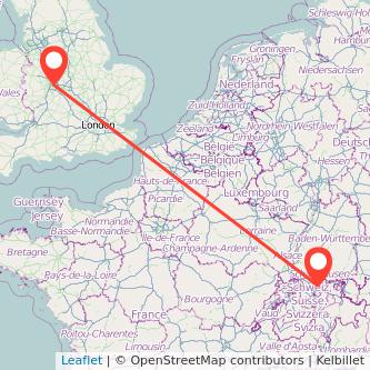 Birmingham Zurich train map