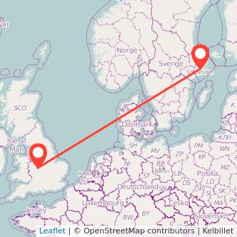 Birmingham Stockholm flight map