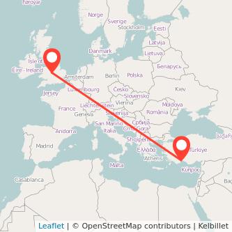 Birmingham Antalya flight map