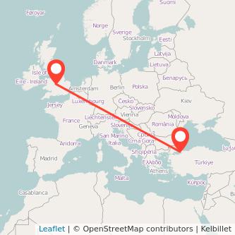 Birmingham Istanbul flight map