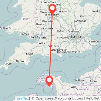 Birmingham Jersey flight map