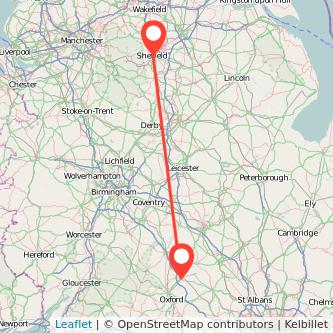 Bicester Sheffield train map