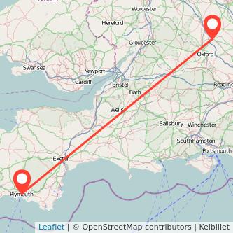 Bicester Plymouth bus map