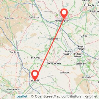 Bicester Northampton bus map