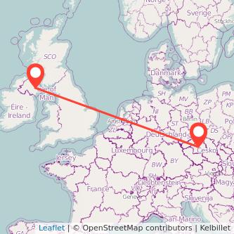 Belfast Prague flight map