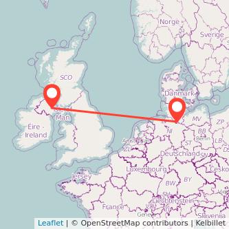 Belfast Hamburg flight map