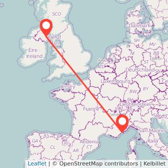 Belfast Nice flight map