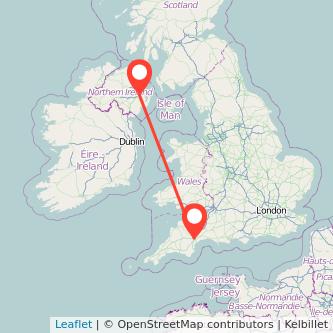 Belfast Exeter flight map