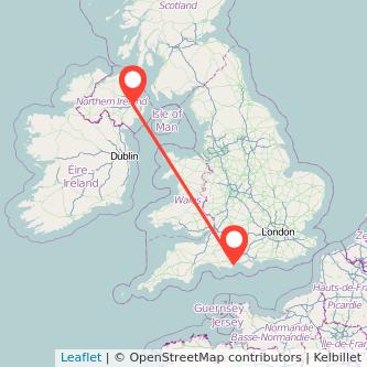 Belfast Bournemouth flight map