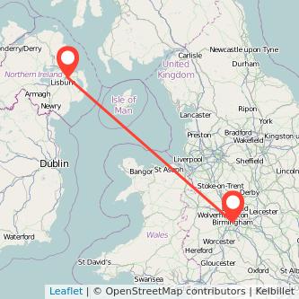 Belfast Birmingham bus map