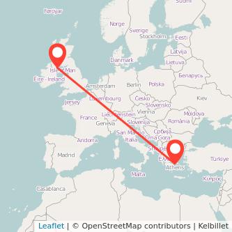 Belfast Athens flight map