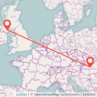 Belfast Budapest flight map