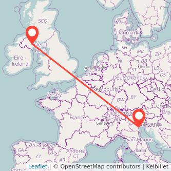 Belfast Venice flight map