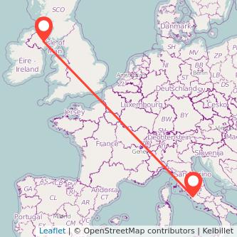 Belfast Rome flight map