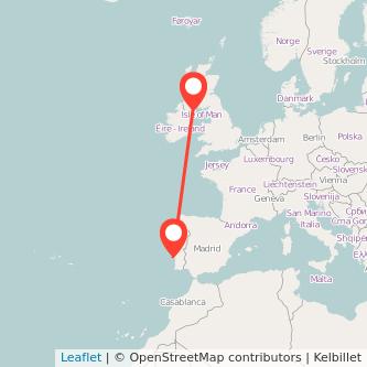 Belfast Lisbon flight map