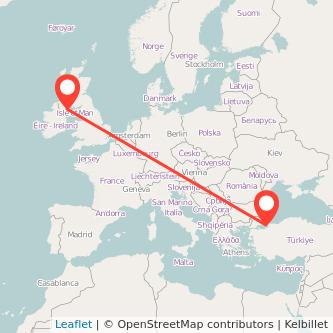 Belfast Istanbul flight map