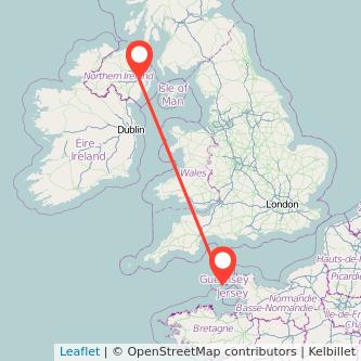 Belfast Guernsey flight map
