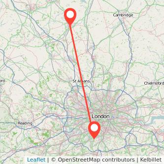 Bedford Sutton train map