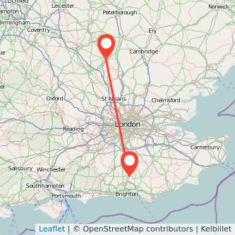 Bedford Haywards Heath train map