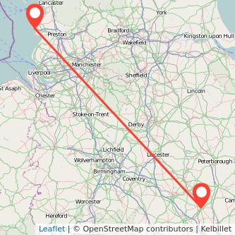 Bedford Blackpool train map