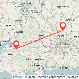 Bath Stevenage train map