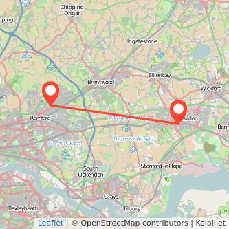 Basildon Romford train map