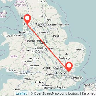 Basildon Preston train map