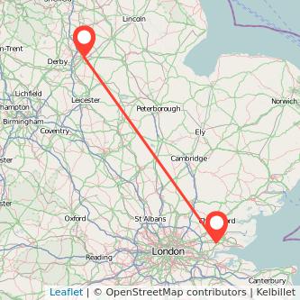 Basildon Nottingham train map