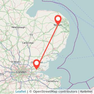 Basildon Norwich train map