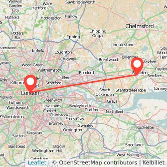 Basildon London train map